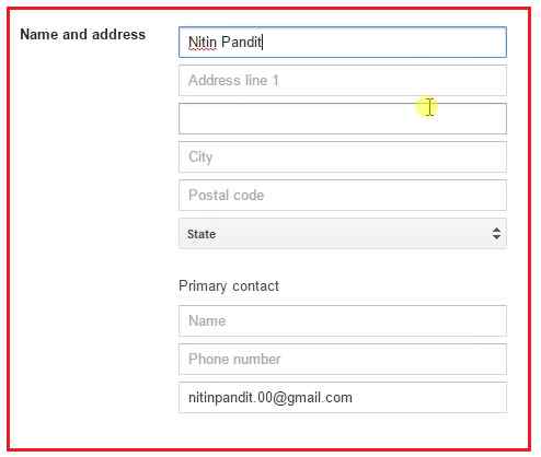 enter your name and address